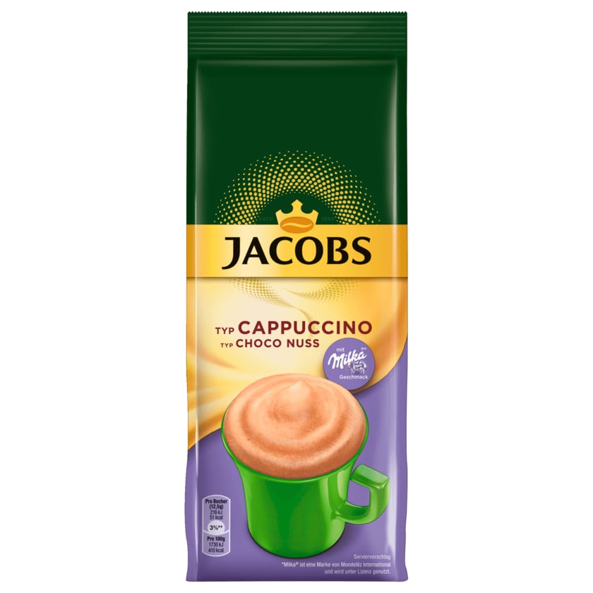 Jacobs Cappuccino Choco Nuss, Kaffeespezialitäten im Nachfüllbeutel 500g